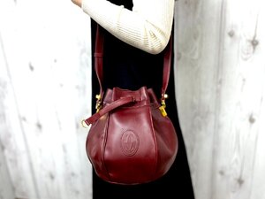 極美品 Cartier カルティエ マストライン ショルダーバッグ バッグ レザー ボルドー 79453Y