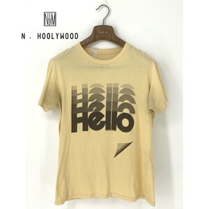 A9314/訳あり 2012SS 春夏 N.HOOLYWOOD エヌハリウッド HELLO コットン デカプリント 半袖 Tシャツ カットソー 36 S程 黄色 メンズ