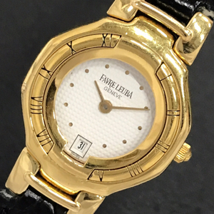 FAVRE LEUBA デイト クォーツ 腕時計 レディース ホワイト文字盤 純正ベルト 未稼働品 ファッション小物
