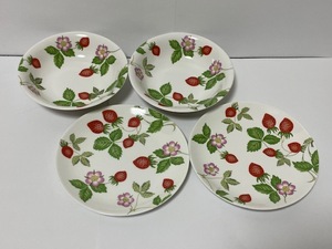 Wedgwood/ウエッジウッド ワイルドストロベリー WILD STRAWBERRY PETITE プティ プレート＆ボウル 洋食器 4点 まとめて　