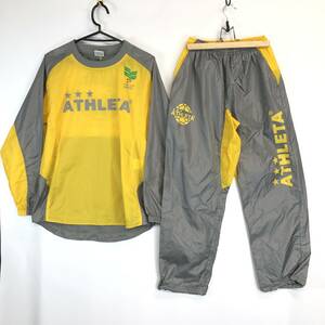 アスレタ ATHLETA ナイロンセットアップ イエロー グレー Sサイズ ピステ