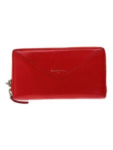 BALENCIAGA◆長財布/レザー/RED/無地/レディース