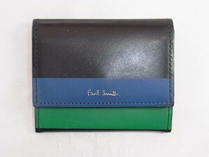 ポールスミス PaulSmith 小銭入れ レザー マルチカラー ブラックｘブルーｘグリーン 良品