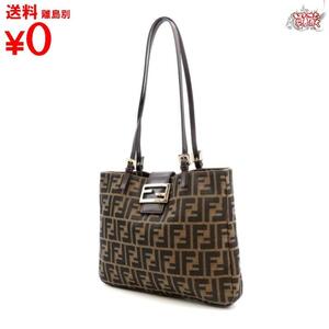 買蔵 FENDI フェンディ ズッカ トートバッグ カーキ ブラウン レザー