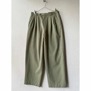 【3タック】90s USA vintage ウール レーヨン? スラックス / 30 オリーブ グリーン パンツ ビンテージ P4-09035-8262