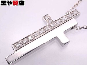 グッチ 美品 セパレートクロス ダイヤ ネックレス 750 K18WG ホワイトゴールド