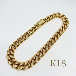 美品 K18 ダイヤモンド 喜平 ブレスレット 約20cm 約47.4ｇ GOLD ゴールド 18金 18K 750 貴金属 刻印 ダイヤ メンズ アクセサリー