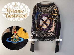 ヴィヴィアンウエストウッド Vivienne Westwood 16AW ニット プルオーバー 綿ウール混 イタリア製 XS 黒 カラーオーブ