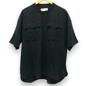 ▼【JIL SANDER】ジルサンダー ダブルポケット Tシャツ 半袖 イタリア製 サイズM ブラック 男性用 メンズ RA7361