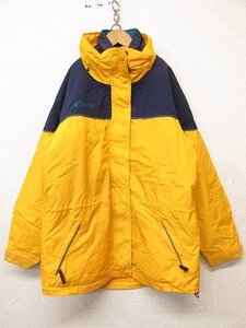 i2810：vintage！コロンビアColumbia レディース LL/XL ライナー付きシェルジャケット ブルゾン スノーウェア レトロ 黄紺/メンズ