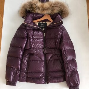 即決 美品 BURBERRY LONDON バーバリーロンドン 高級　ファー付き コート42　裏地チェック TM