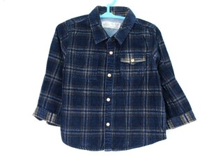 ザラ ベビー ボーイ 長袖シャツ ネルシャツ チェック柄 男の子用 86サイズ 紺 ベビー 子供服 Zara Baby Boy