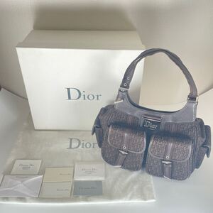  Christian Dior ディオリッシモ クリスチャンディオール JCF44966 ジャガード×レザー トロッター ハンドバッグ 1スタ 1円スタート