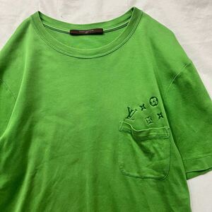 Louis Vuitton モノグラム ポケット デザイン Tシャツ Tee コットン クルーネック 半袖シャツ グリーン 緑 メンズS RM072M ルイヴィトン