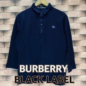 ☆バーバリー ブラックレーベル/BURBERRY BLACK LABEL☆ポロシャツ 日本製 長袖 サイズ3 メンズ