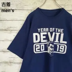 古着 BLUE DEVIL ブルーデビルス Tシャツ ビッグサイズ ネイビー