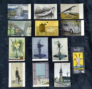 ベルナールビュフェ Bernard Buffet ポストカード12枚 & 古い入場券(半券) セット 絵葉書