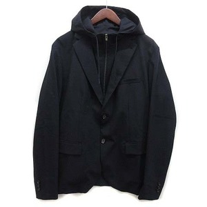 エンポリオアルマーニ EMPORIO ARMANI デタッチャブル フード ブレザー ジャケット 52 紺 ネイビー 3H1GL2 美品 メンズ