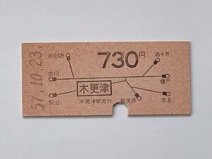 【希少品セール】国鉄 地図式乗車券 (木更津→730円区間) 木更津駅発行 4433