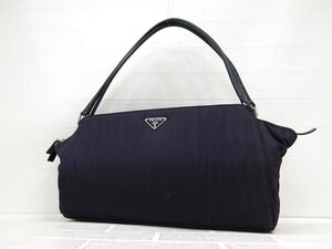 ◆美品◆PRADA プラダ◆ナイロン カーフ レザー 本革◆ショルダー バッグ◆パープル ブラック シルバー金具◆イタリア製◆肩掛け◆A8949