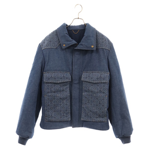 LOUIS VUITTON ルイヴィトン 23SS MONOGRAM PADDED JACKET RM231M SU0 HOB11E モノグラム デニムパディット ジップアップジャケット ブルー