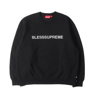 美品 Supreme シュプリーム スウェット サイズ:XL 23AW BLESS コラボロゴ クルーネック スウェットシャツ Crewneck ブラック トップス