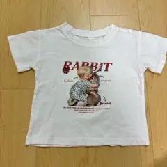 半袖Tシャツ　韓国風　女の子　男の子　うさぎ　ラビット　夏服　90cm