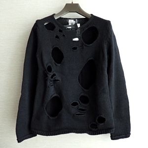 COMME des GARCONS 穴あきニット Ｍ ブラック ウール ブラックマーケット コムデギャルソン メンズ セーター black market 質屋 神戸つじの