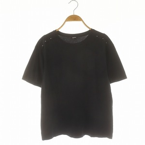 ジルサンダー JIL SANDER ネイビー NAVY コットン Tシャツ カットソー 半袖 M 黒 ブラック /DF ■OS レディース