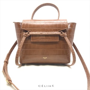 展示品 CELINE セリーヌ ナノバッグ クロコ 型押し 2WAY ハンド ショルダー バッグ ブラウン a4177