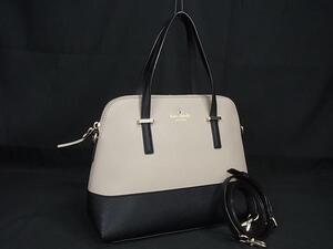 1円 ■美品■ kate spade ケイトスペード PXRU4471 レザー 2WAY ハンドバッグ ショルダーバッグ クロスボディ グレー系 BM4037