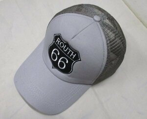 【新品・即決】 帽子 グレー系 ルート66 ROUTE66 キャップ 半メッシュ 野球帽 ゴルフ 男女兼用 フリーサイズ 釣り アウトドア 夏