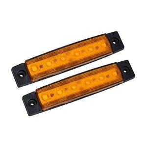 24V LED 6発 サイドマーカー 黄 アンバー 2個 フラット 角型 9mm 薄型マーカー トラック 車高灯 車幅灯 路肩灯 ワークライト デイライト