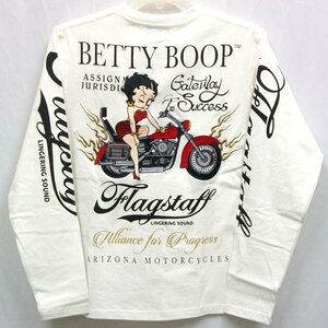 BETTY BOOP ベティブープxFLAGSTAFFコラボ長袖Tシャツ 434030 ホワイト L アメカジ バイカー バイク キャラクター アメコミ ロンT