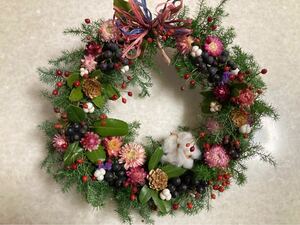 A◆Handmade◆ハンドメイド◆リース◆フレッシュ〜ドライフラワー◆リース◆壁掛け◆壁飾り◆クリスマスリース◆winter wreath◆30㎝＊＊＊