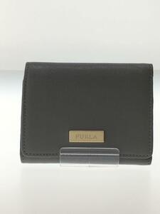 FURLA◆3つ折り財布/レザー/GRY/レディース