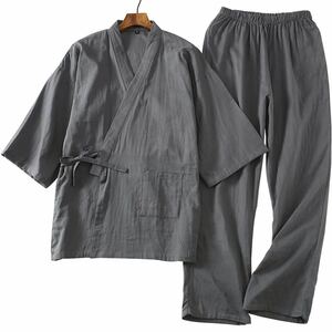 甚平 部屋着 上下セット XL 作務衣 じんべい メンズ 未使用