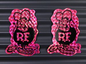 ◆送料\110◆【Rat Fink・ラットフィンク】※《プリズムステッカー・ピンク ／ 2枚セット》　RDF043　MOONEYES　ムーンアイズ