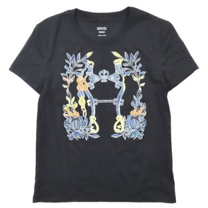 24ss エルメス HERMES CARTOUCHE DELLA CAVALLERIA T-SHIRT カルトゥッシュ デッラ・カヴァッレリア プリント Tシャツ 半袖 34 XS 黒