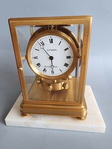 美品　希少デザイン　ジャガールクルト アトモス 空気時計 機械式 置き時計 半永久的 白文字盤 金色 ガラスケース