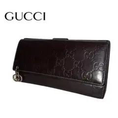 即日発送 GUCCI 長財布 ブラウン シマ レザー GG