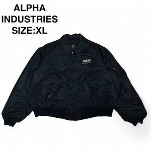 ALPHA INDUSTRIES アルファインダストリーズ フライトジャケット 黒 ブラック CWU-45P xl ワッペン ミリタリージャケット 古着 メンズ