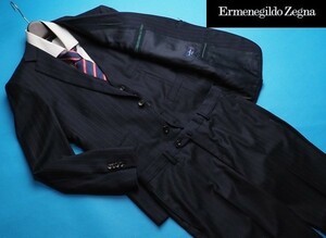 新品19.5万円 大手百貨店扱い 秋冬『Ermenegildo Zegna ゼニア heritage 伊製生地』ウール100% スリーピース スーツA4紺(B) 1010673