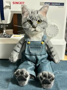 猫のぬいぐるみ　アートドール　観賞用　ハンドメイド　人形　羊毛フェルト