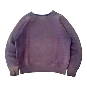 【40s-50s】Vintage Sweatshirt ヴィンテージ スウェット ラグランスリーブ 茄子紺 ナス紺 リブ長 筒リブ はらまき 2本針 超希少 USA製