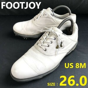 FOOTJOY/フットジョイ★本革/レザー/ゴルフシューズ【size:26.0/white/白】ツアー/プレーン/サドルタイプ/sneakers/Shoes/trainers◆sJ-125