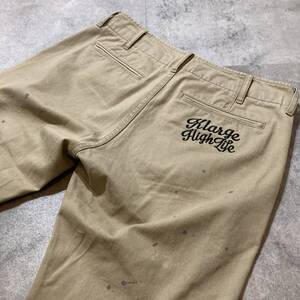 【XLARGE】エクストララージ ペイント加工 チノパンツ 30インチ ベージュ テーパードシルエット X-LARGE