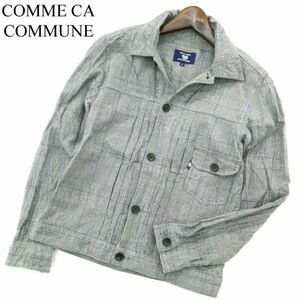 19SS★ COMME CA COMMUNE コムサ コミューン 春夏 麻 リネン混 グレンチェック ビエラ シャツ ブルゾン Sz.M　メンズ グレー　A2T01919_2#M