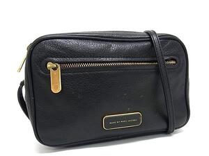 1円 ■美品■ MARC BY MARC JACOBS マークバイマークジェイコブス レザー クロスボディ ショルダーバッグ 斜め掛け ブラック系 FI2032