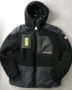 【MONCLER GENIUS 2】モンクレール１９５２「HULL」 レトロフリース風ダウンジャケット T3 ブラック 新品未使用